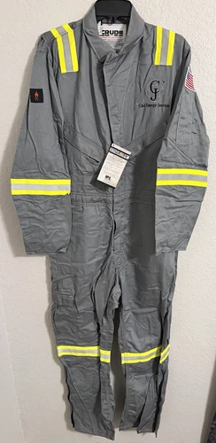 Westex UltraSoft AC Crude FR Gray/Yellow Hi-Vis Reflect Work Coveralls 42-44 REG - product listing photo