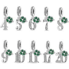 KUNSIR 925 Sterling Silver Charm Lucky Number Pendant For Bracelet or Necklace