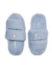 VICTORIA'S SECRET Blue Luxe Plush Double Strap Slippers size L 9-10