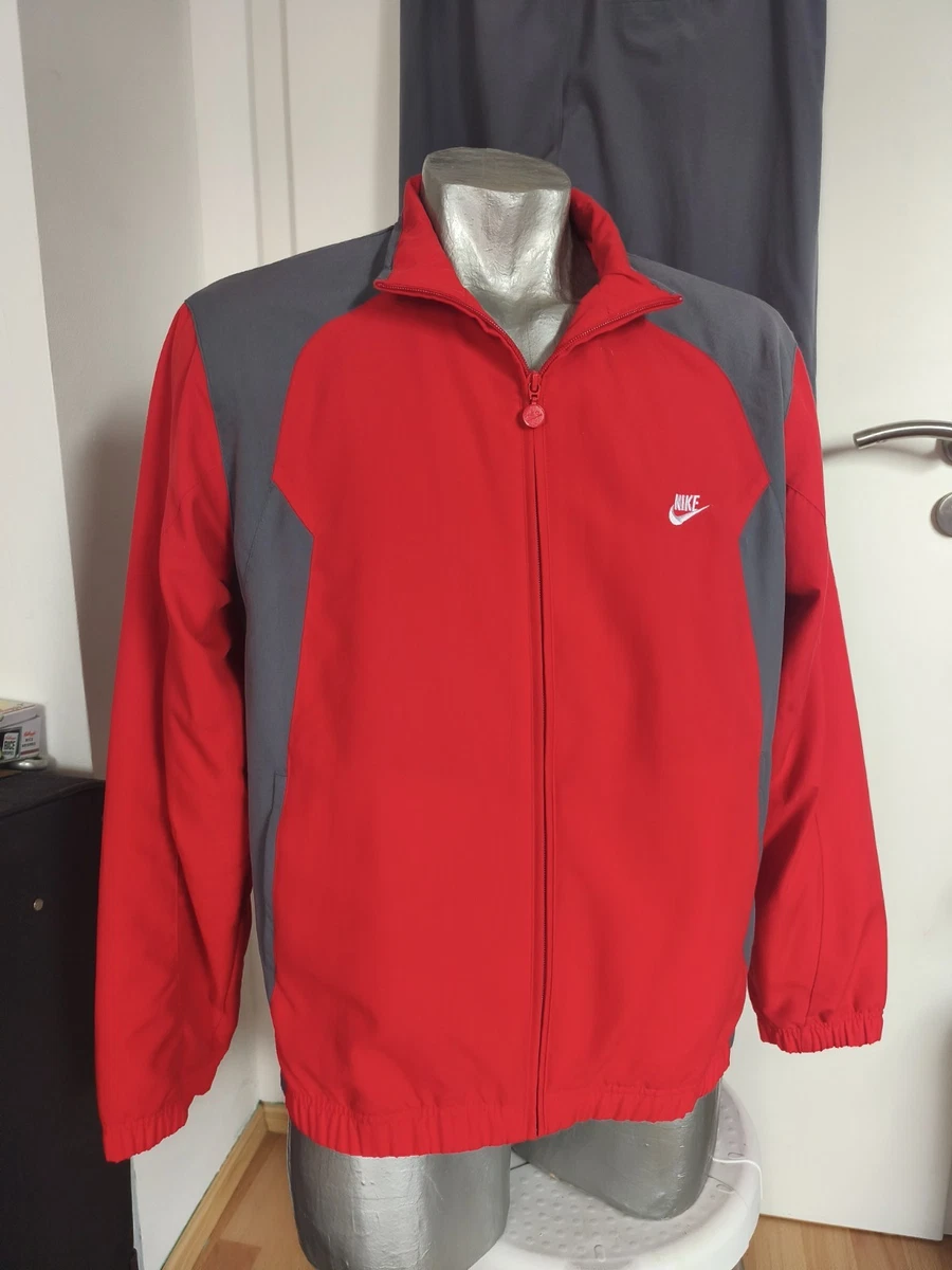 Vintage Nike Trainingsanzug Herren L Rot Grau Tracksuit Jacke Hose Retro Y2K