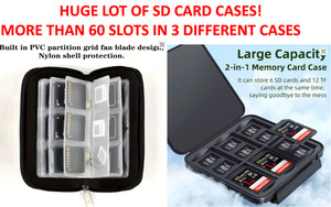 Lot of 3 Memory Card Storage Bag SD Cards (with more than 60 slots!) pouch case