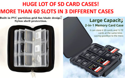 Lot of 3 Memory Card Storage Bag SD Cards (with more than 60 slots!) pouch case