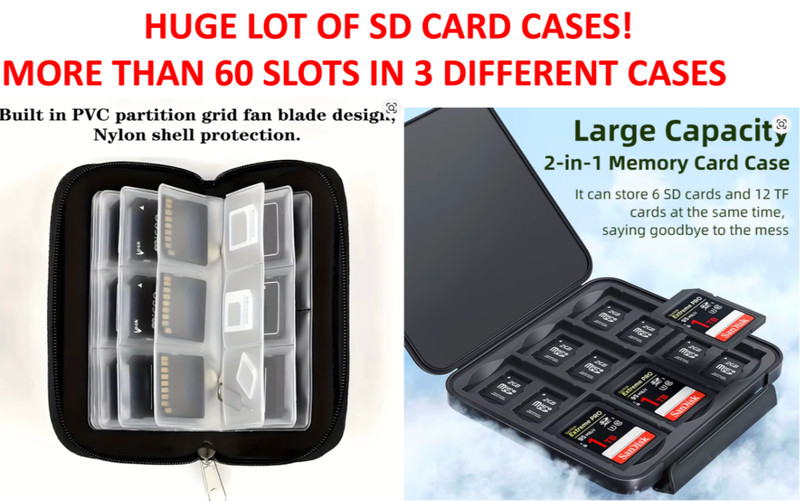 Lot of 3 Memory Card Storage Bag SD Cards (with more than 60 slots!) pouch case