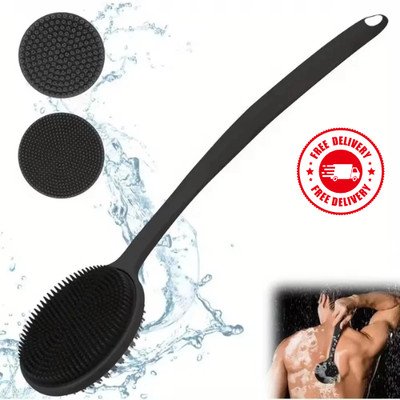 Long Handle Silicone Back Scrubber, Double Sided Bath Body Brush for Shower Men