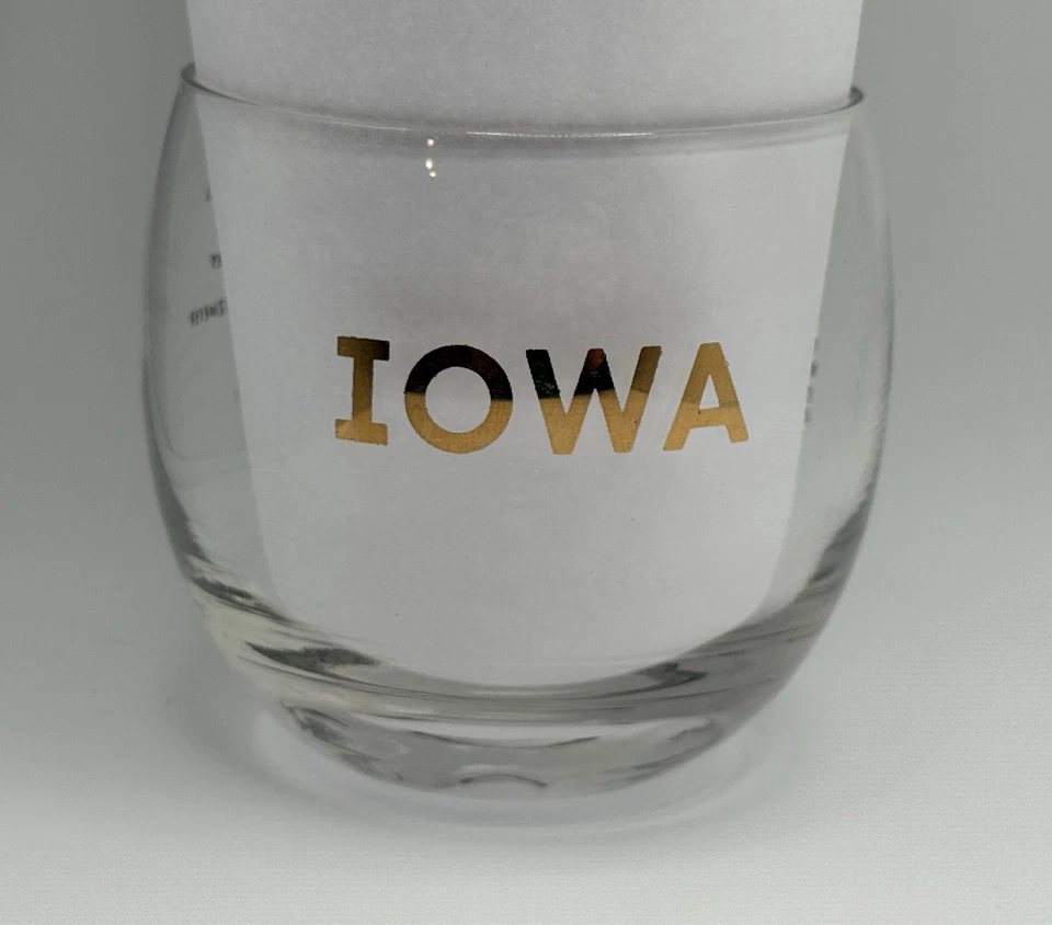 1968 Iowa Hawkeyes Football Wrestling Forest Evashevski Ray Nagel Lowball Glass - Image 2 of 4