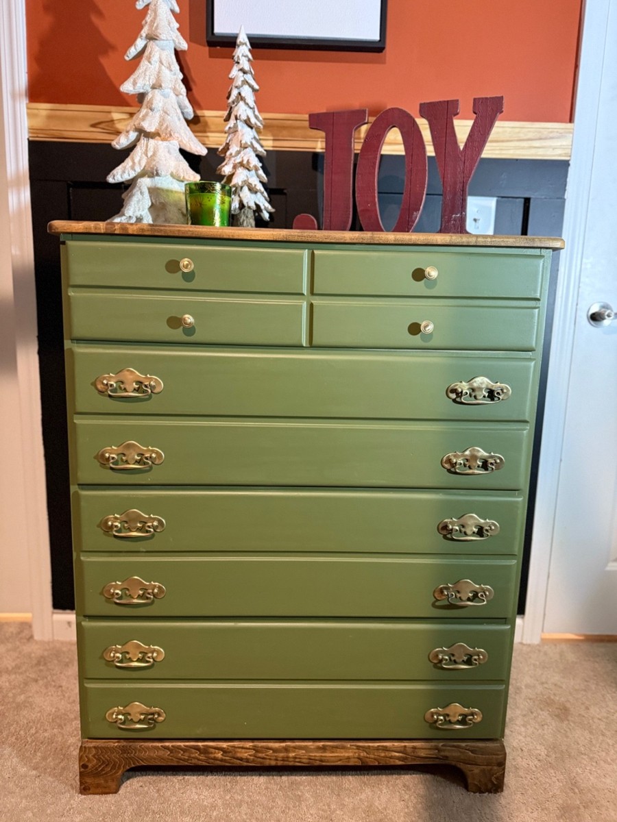 green emerald velvet dress Two Toned Wood & Green Dresser  Post Furnishings