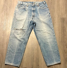 Vintage Levi  s 550 Jeans Relaxed USA Made 90s Distressed Light Wash Red Tab Mens