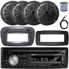 Pyle 1-DIN Marine CD Receiver W/Kit  Adapter Plate, 4x 5.25'' 100W Max Speakers