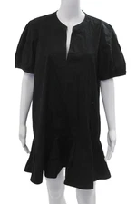 J Crew Women Shift Shirt Dress Black 100% Cotton Short Sleeve Size L