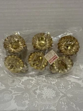 LOT 6 Vintage Victorian Christmas Tree Candle Holder Clip Reflector GOLD