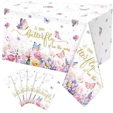 6 Pack Butterfly Baby Shower Tablecloth, Little Butterfly 54" x 108" 6 Pack 