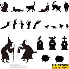 Black Halloween Yard Signs Set 22pcs Scary Silhouettes Outdoor Decorations Party