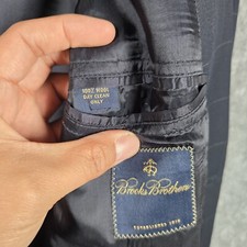 Brooks Brothers Blue 2 Piece Suit Windowpane ITALY w/ flaws US 44R Pants 37x30