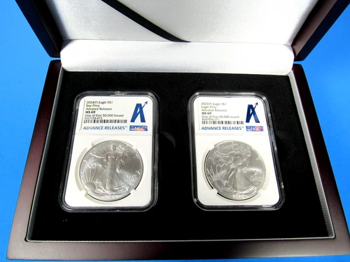 2024,2025 (P) Silver Eagles W/Star & Eagle Privies NGC Ms 69 First 50K Struck AR