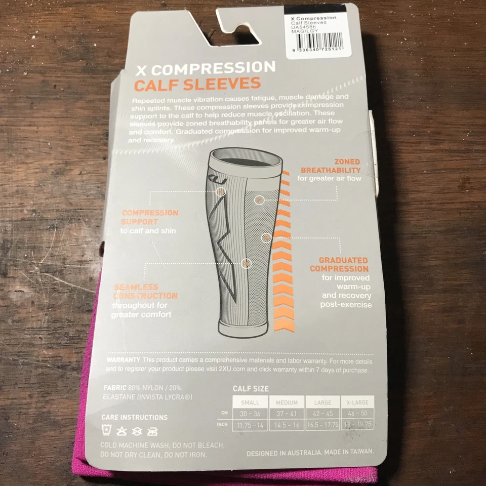 2XU X Compression Unisex Calf Sleeves Mag/lgy Large On Sale For Limited Time - Image 3 of 4