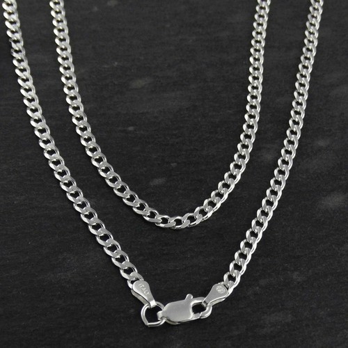 3.1mm Curb Chain Necklace - 925 Sterling Silver - 080 Italy 16"- 30" Italian - Picture 8 of 10