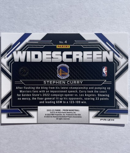Stephen Curry 2022 Panini Prizm Widescreen Silver Prizm #4 - Picture 2 of 2