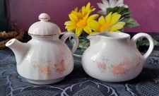 Set di Caffettiera e Lattiera in Ceramica - Porcellana Collezione Aurora, retrò 