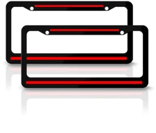 Metal Red Line Car SUV License Plate Frame Covers Black For Chevy Accessories