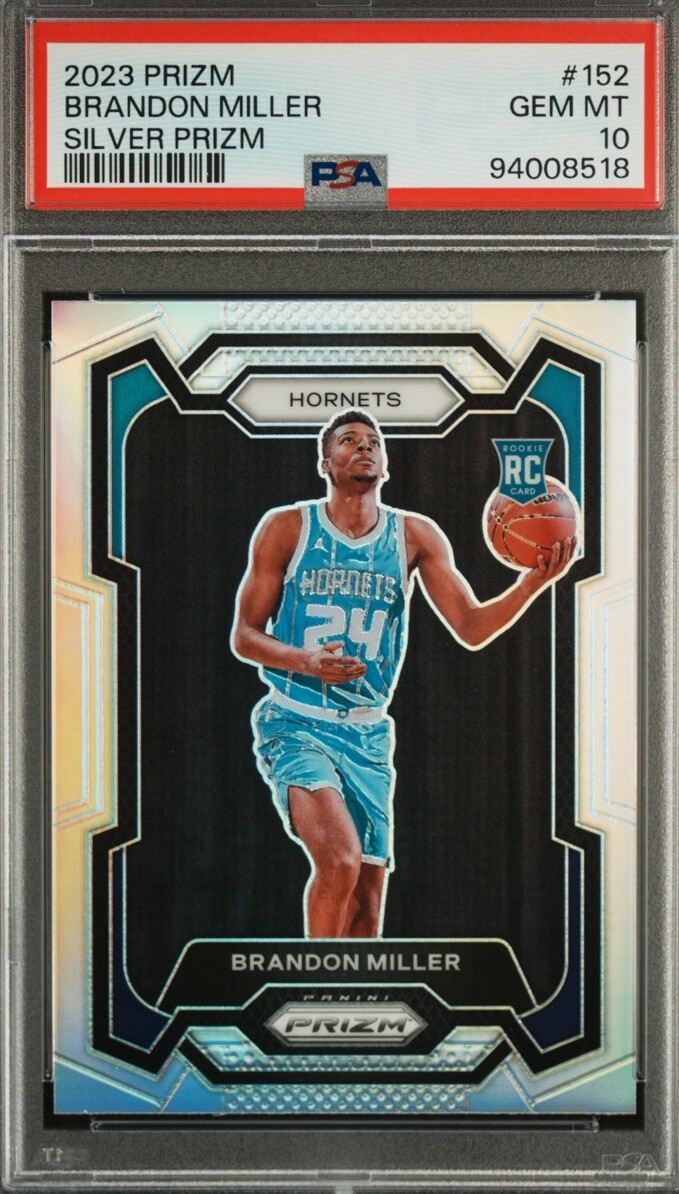 2023-24 BRANDON MILLER Panini Prizm #152 SILVER Rookie Card RC PSA 10