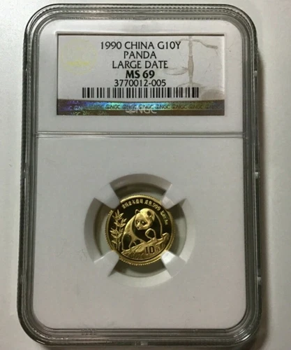 1990 Gold China Panda 10 Yuan NGC MS 69 Large Date 1/10oz G10Y NEAR PERFECT SLAB