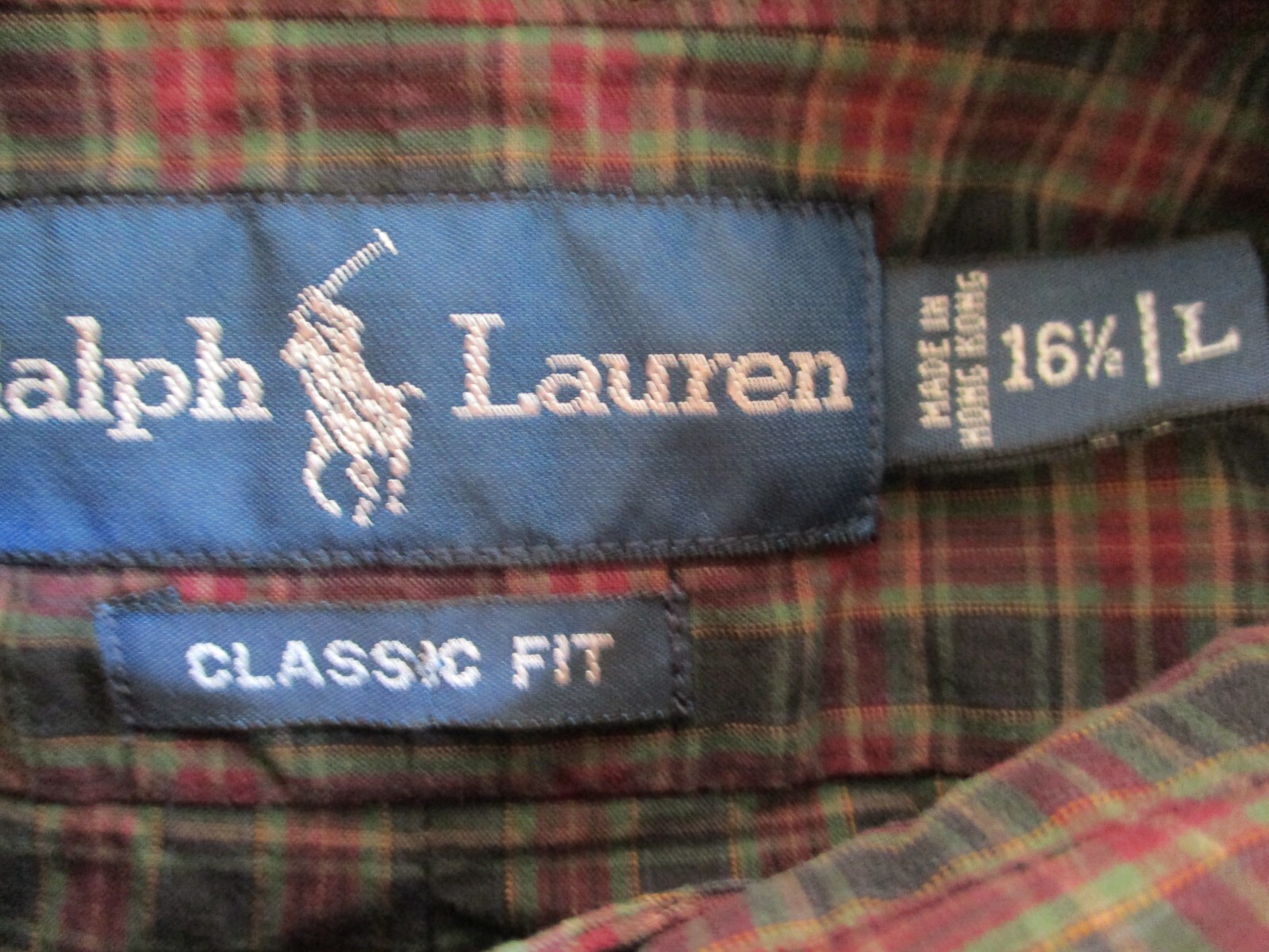 Ralph Lauren Camicia Uomo 16 5 Large Rosso Verde Tartan Plaid Check Classico Pony