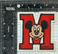 VINTAGE MICKEY MOUSE DISNEY CARTOON CHARACTER 3.25” IRON ON PATCH LETTER DESIGN