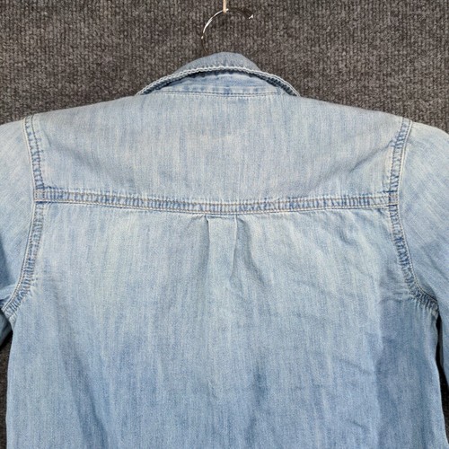Gap Denim Girls Button-Up Shirt Blue Medium Long Sleeve Patch Chest Pockets - Picture 6 of 12