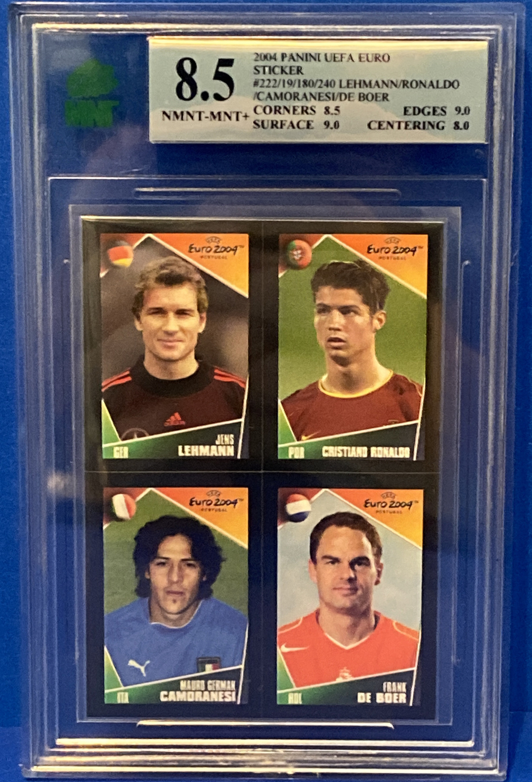 PANINI UEFA EURO 2004 STICKERS CRISTIANO RONALDO RARE MINI PANEL ROOKIE MNT 8.5