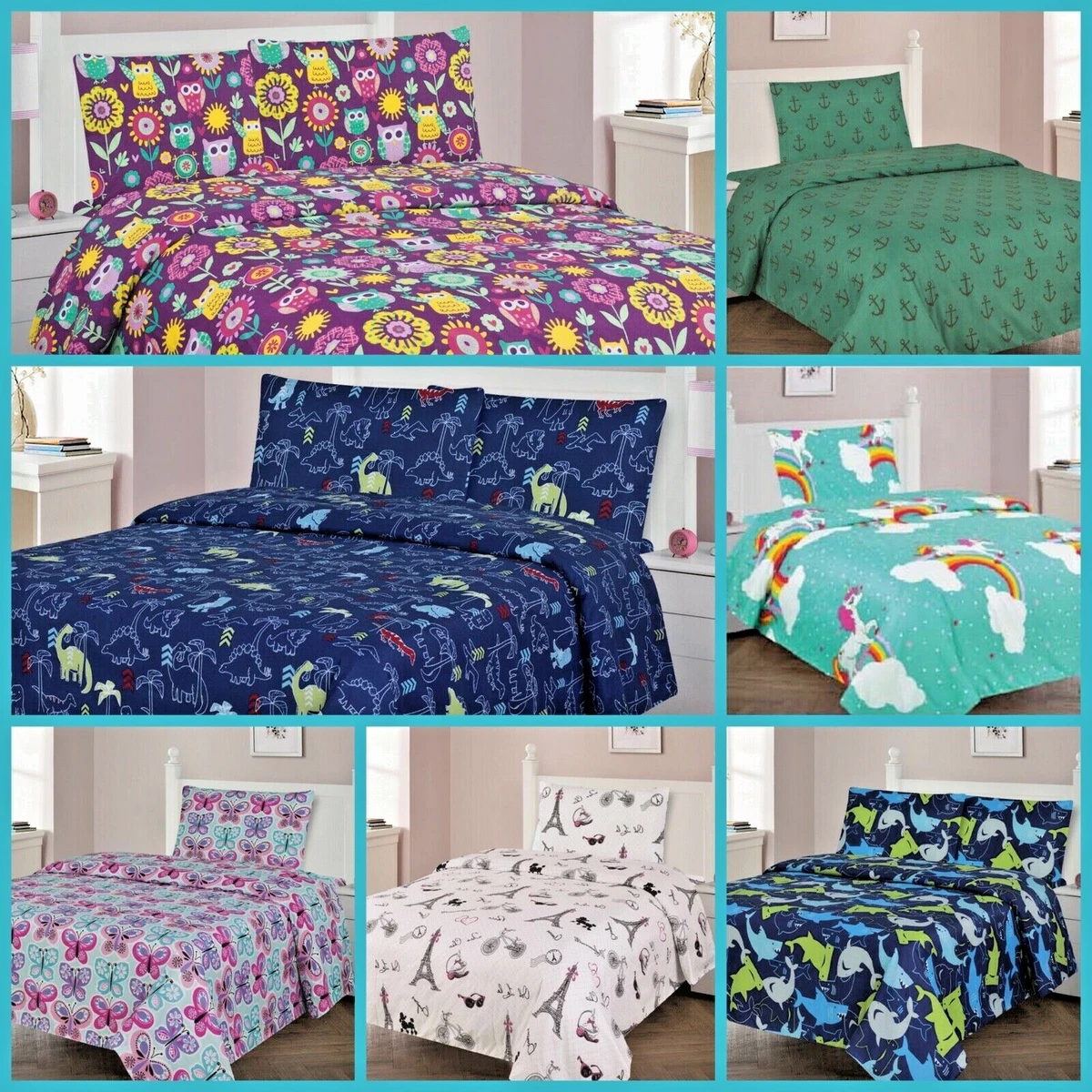 Datura Home Juego De Edredón De Mariposa Negra Y Azul Para Niñas Y