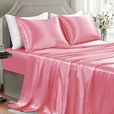 Satin Sheets Queen Size - 4 Pieces Luxury Silky Soft Bed Sheets, Wrinkle-Free...