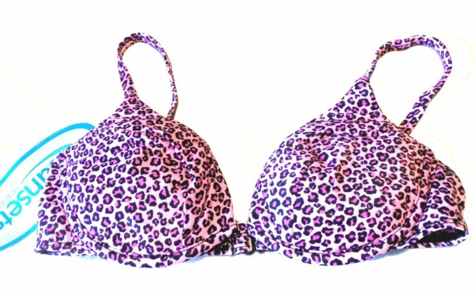 Traje de baño bikini acolchado de leopardo rosa vintage Sunsets talla mediana nuevo sin etiquetas Foto 3 de 4