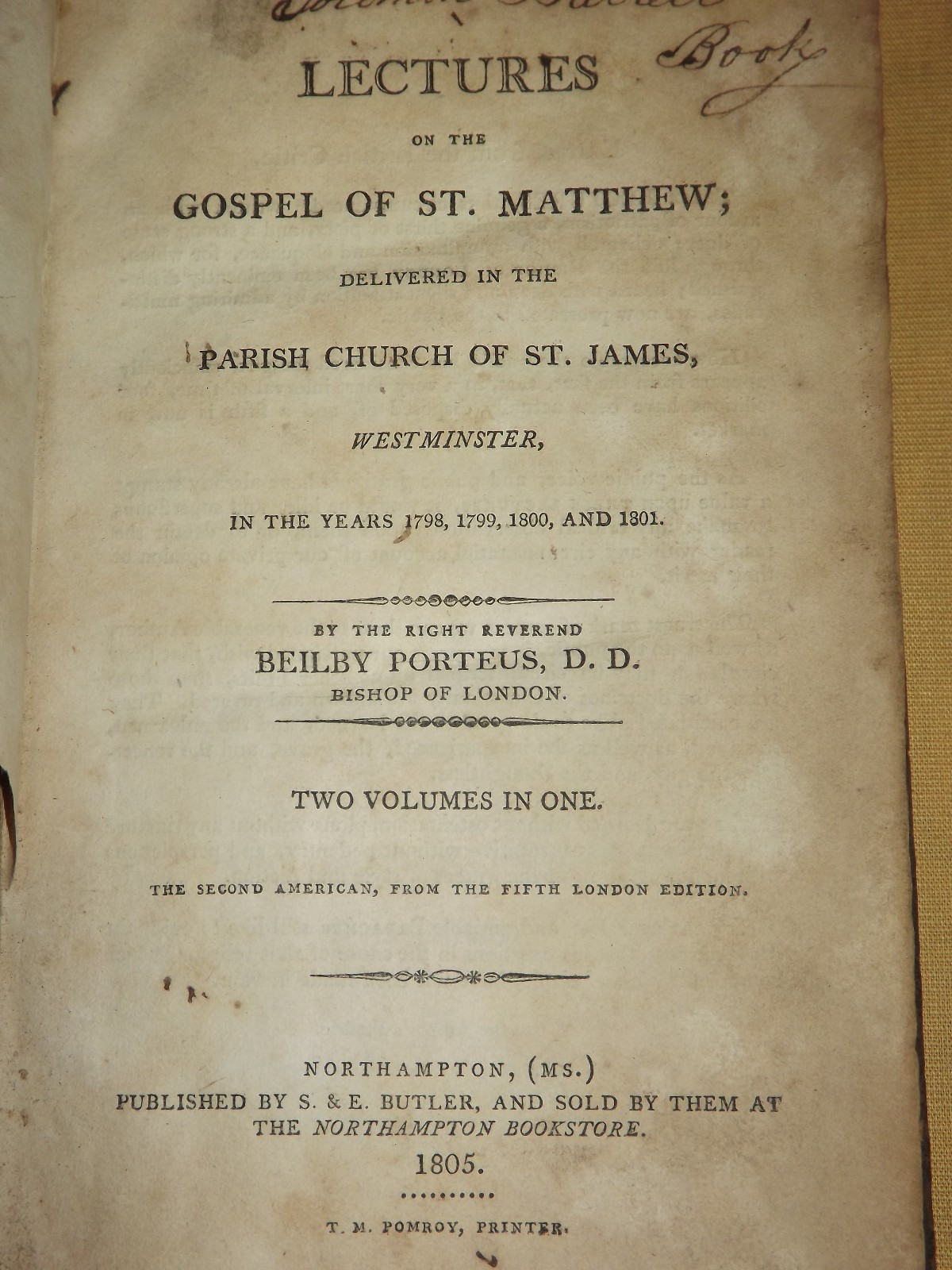 ANTIQUE BOOK 1805 LECTURES ON GOSPEL OF ST MATTHEW PARISH CHURCH WESTMINSTER