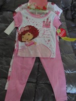 Strawberry Shortcake 2 Sets Short Sleeve Long Pants Cotton Pajamas Girl Sz 4 Strawberry Shortcake 2 Sets Short Sleeve Long Pants Cotton Pajamas Girl Sz 4