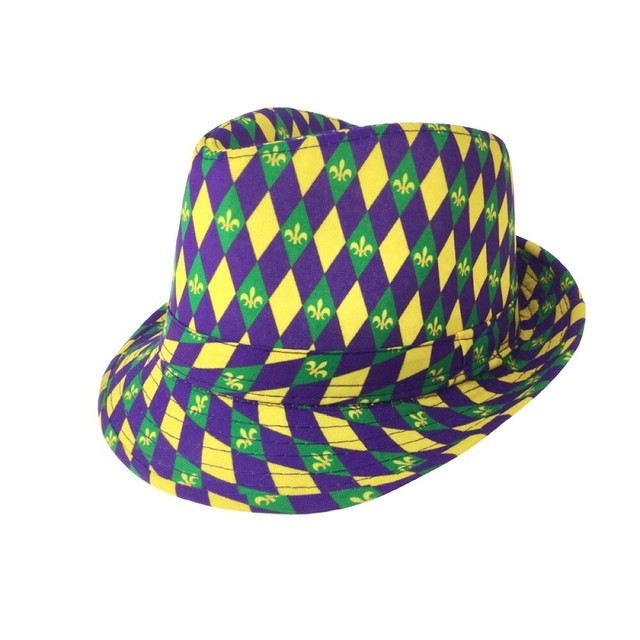 green plaid fedora hat