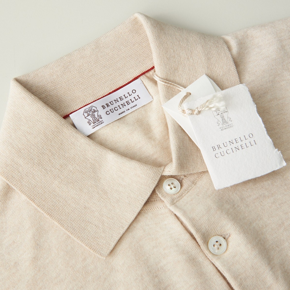 BRUNELLO CUCINELLI　ポロシャツ　ベージュ　綿100%　上90 BRUNELLO CUCINELLI 880$ Polo Shirt - Short Sleeve, Beige