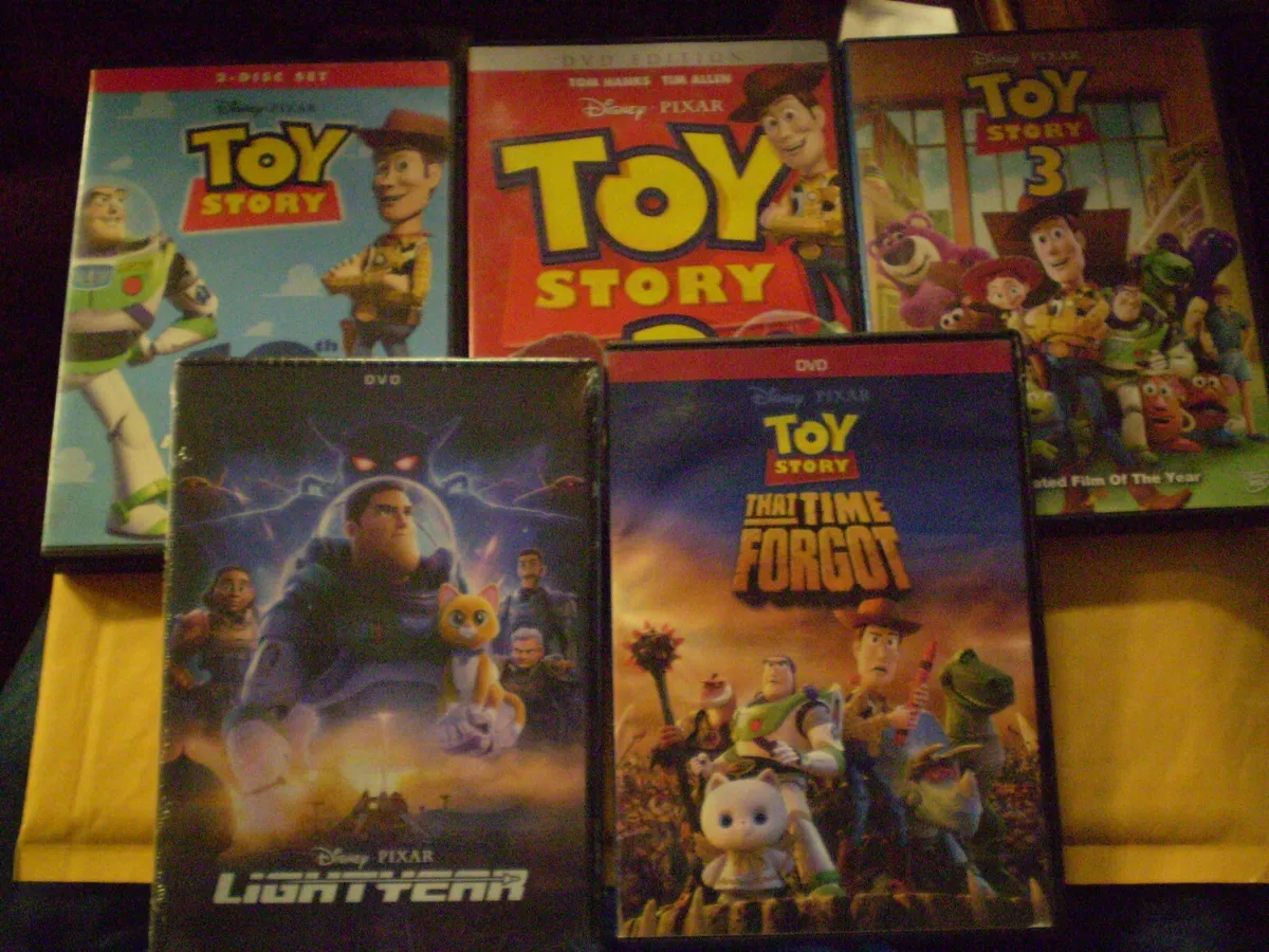 5) Disney Pixar Toy Story Children's DVD Lot: Toy Story 1-3 + Lightyear  (NEW)