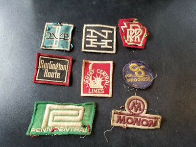 8 Different Different Railroad Train Patches PRR Penn Central JCL CandO BM NH BR