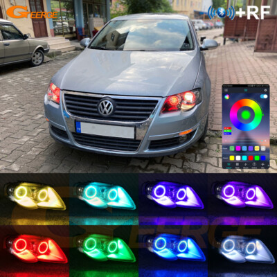 For Volkswagen VW Passat B6 Multi Color RGB LED Angel Eyes Kit Bluetooth APP