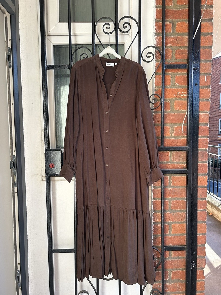 weekday brown dress Gathered Short-Sleeved Maxi Dress