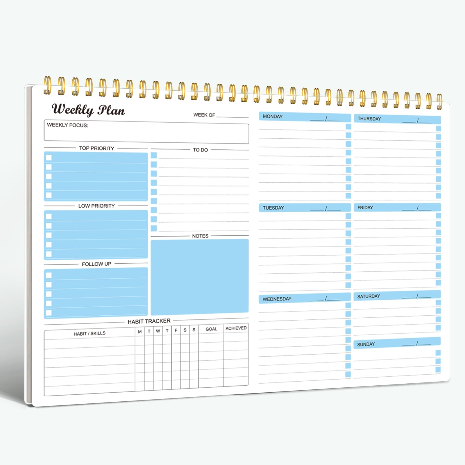 Weekly Planner Notepad Undated Weekly Schedule Planner To Do List Notebook Go...