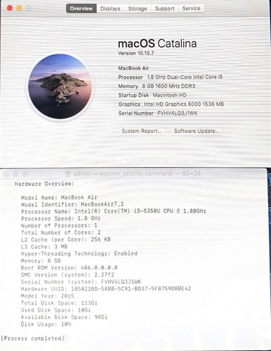 MacBook Air 13" 2017 1.8GHz i5-5350U 8GB RAM 128GB SSD MacOS Catalina - Bild 7 von 8