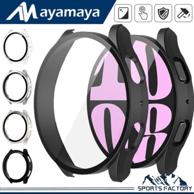 F Samsung Galaxy Watch 8 7 6 40/44mm Case Tempered Glass Screen Protector Cover