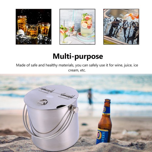 1pc Stainless Steel Ice Bucket with Portable Handle and Lid for Home Bar - Picture 7 of 12