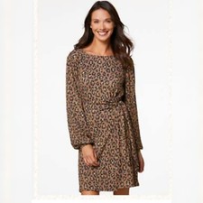 Cato Leopard Animal Print Faux Wrap Midi Dress Size Large Stretch