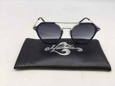 Habibe Downtown Chrome/Navy Round Sunglasses Blue Lens