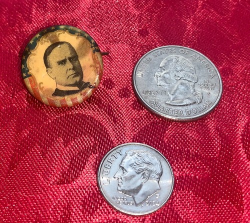 William McKinley Celluloid Pinback Button 1896 Presidential Campaign 7/8"Antique - Picture 7 of 17