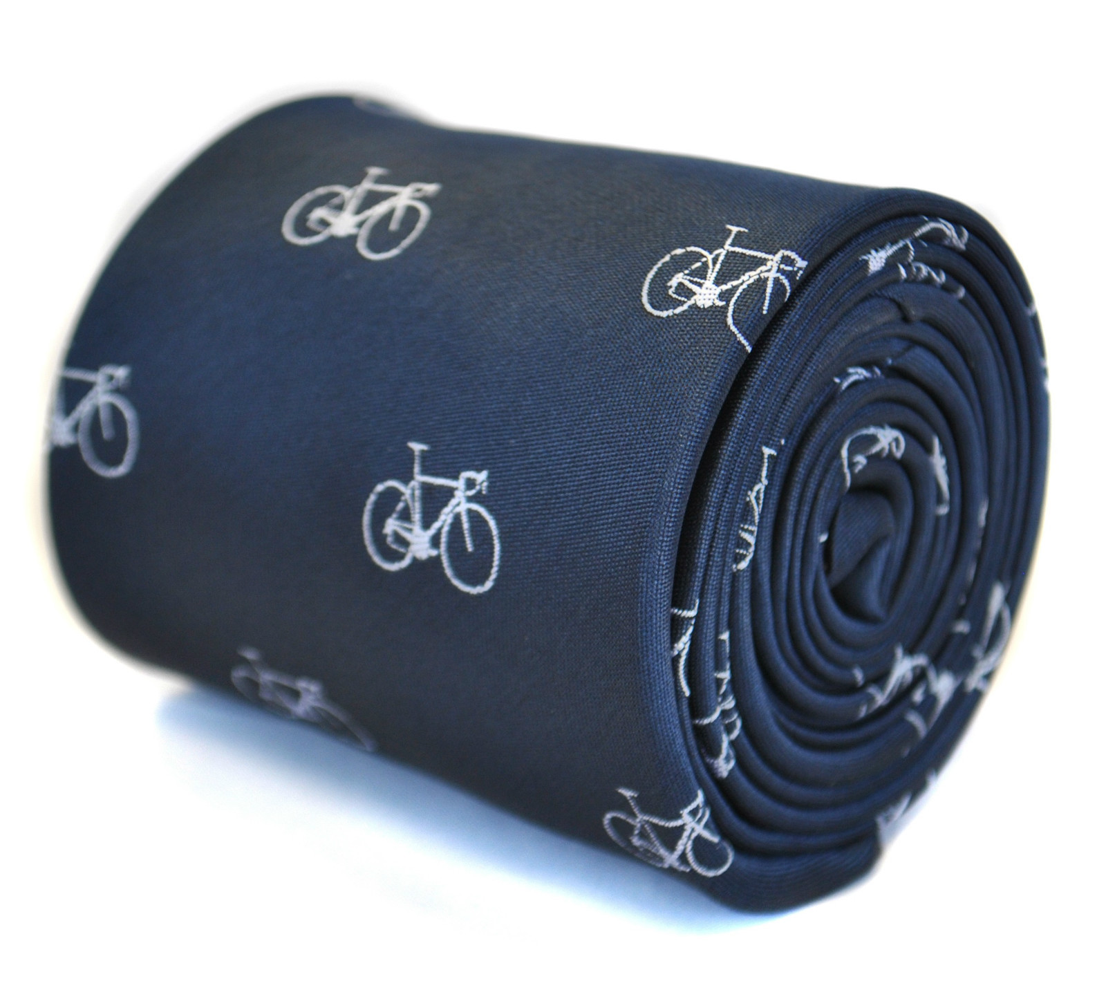 Frederick Thomas Navy Blue Mens Tie with Bicycle Pattern FT2125 Racing Bike