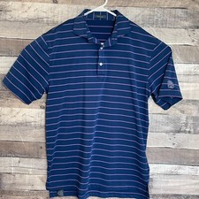 Turtleson Mens Golf Performance Polo Shirt Medium Blue Striped Classic Business