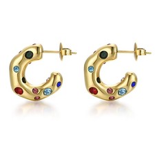 Gold Earrings for Women Girls,14K Gold Plated Hoop Earrings with 925 Sterling...